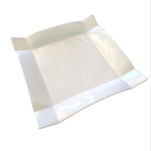 Modern serving tray, minimalist white ceramic serving platter, folded square 10"